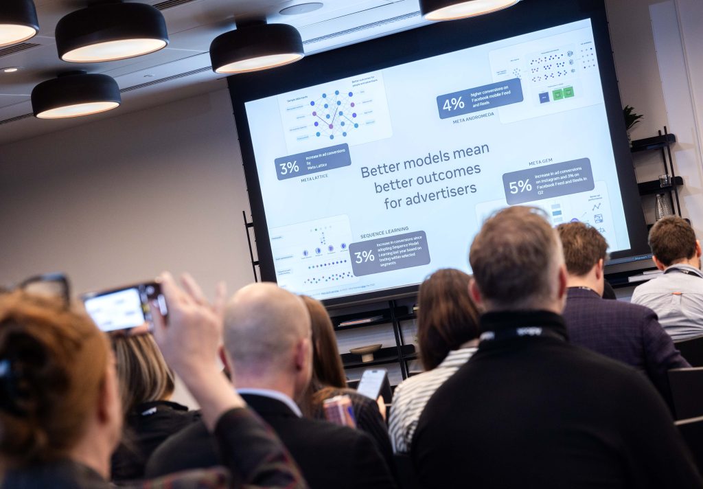 Meta's Sean Bedford showcasing how AI helps drive advertiser outcomes that CAPIs would measure